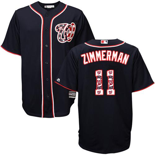 Nationals #11 Ryan Zimmerman Navy Blue Team Logo Fashion Stitched MLB Jersey